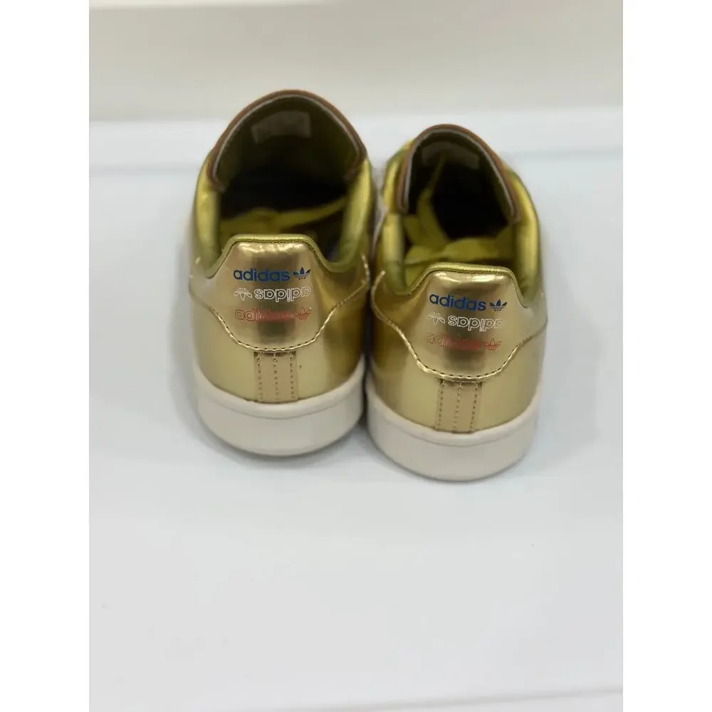 Adidas Originals Stan Smith Kids Size 3.5 Gold Metallic Athletic Shoes Sneakers